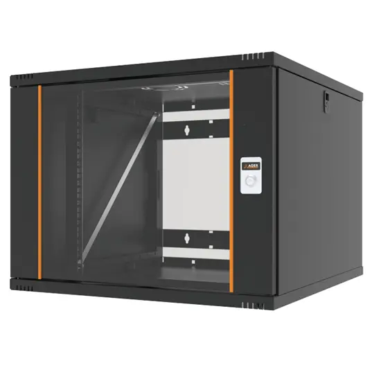 [AG-AF12U6060S1-CBAA-A-D1-YD] AGER AG-AF12U6060S1-CBAA-A-D1-YD 12U 19" Ager Agena Flat Wall Mounted Cabinets W=600mm D=600mm Black.