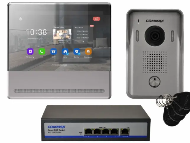 COMMAX CIP-70QPT-KIT Smart View IP Video Monitor 7" Inch Connectable with PoE Switch + IP Doorbell Camera, CIP-70QPT.CIP-D20YS.