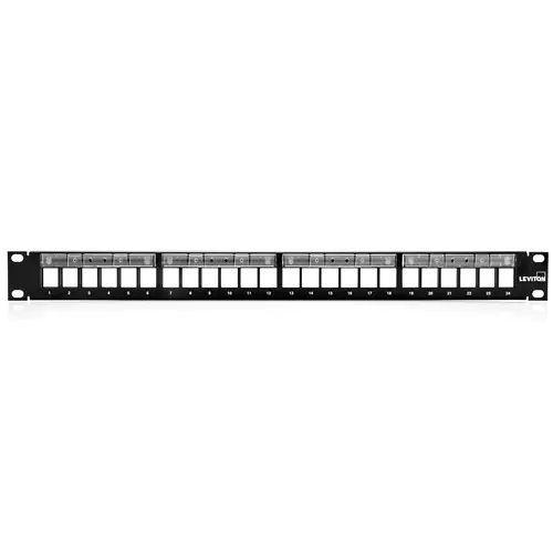 [49255-L24] Leviton - 49255-L24 - PATCH PANEL 24-PORT MAG LENSZ 1RU + BAR, EMPTY.