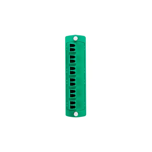 [5F100-2VL] Leviton - 5F100-2VL - 6-PACK PLATE  DUPLEX LC/APC SM OS2 (12 FIBER) GREEN ZIRCONIA CERAMIC SLEEVE.