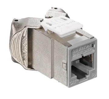 [6ASJK-RG6] Leviton - 6ASJK-RG6 - Atlas-X1™ CAT6A Shielded QuickPort® Module Jack, Component-Rated, Gray.