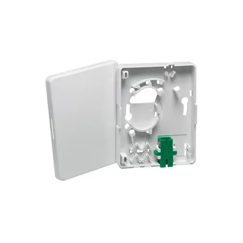 [FTH00-ALD] Leviton - FTH00-ALD - FTTH POINT OF ENTRY BOXW/(2) LC/APC [GREEN] DUPLEX ADAPTERS.