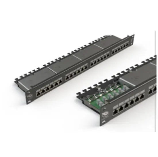 [AC6PNLF240K2M] Leviton (Brand-Rex) - AC6PNLF240K2M - 10GPlus 1U 24 Port Screened Patch Panel 4 x 6way modules – LSA IDC 568A/B Wired Black with cable management.