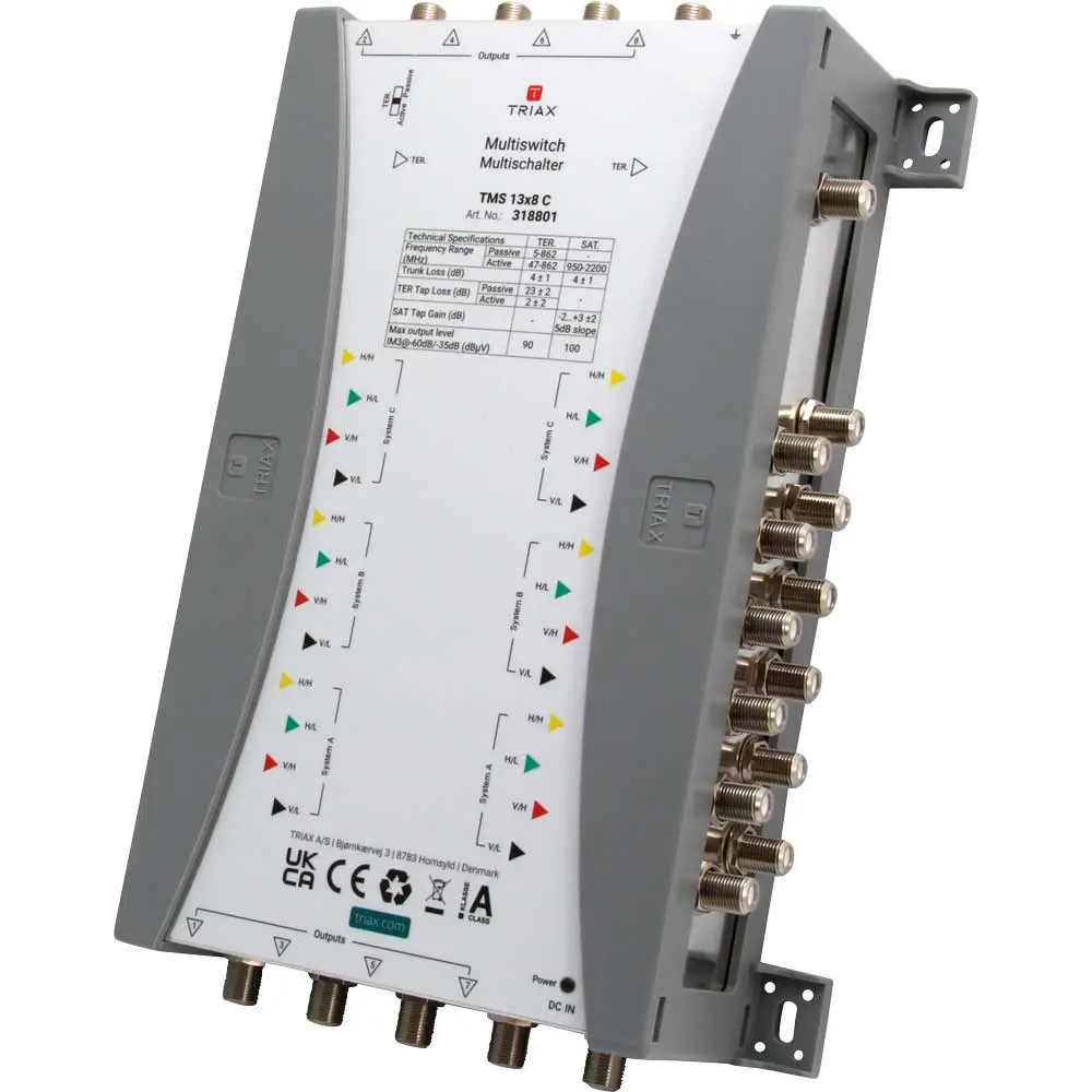 [318801] TRIAX 318801 TMS 13×8 C Multiswitch, Cascade, 13 Inputs, 8 Subscriber Outputs.