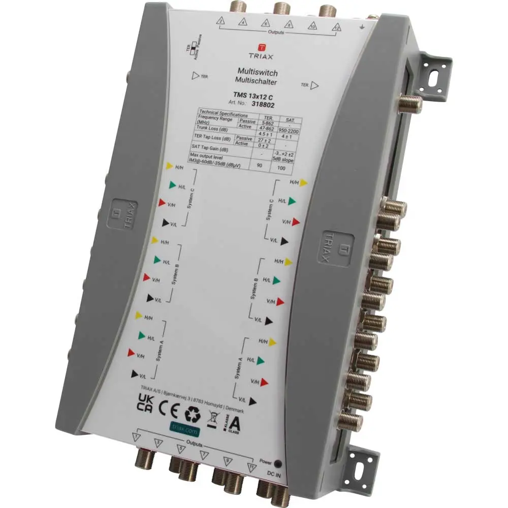 [318802] TRIAX 318802 TMS 13×12 C Multiswitch, Cascade, 13 Inputs, 12 Subscriber Outputs.