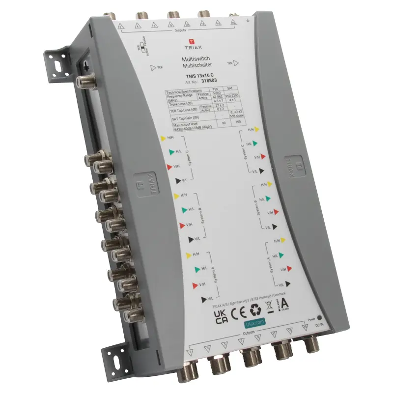 [318803] TRIAX 318803 TMS 13×16 C Multiswitch, Cascade, 13 Inputs, 16 Subscriber Outputs.