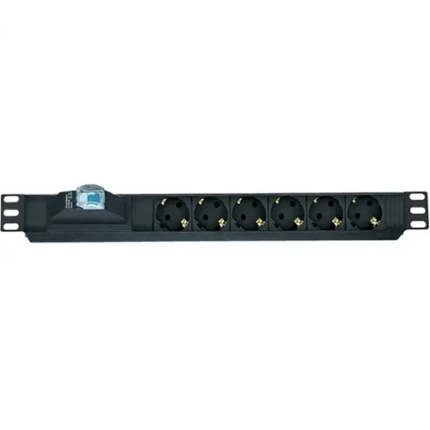 AGER AA-PRZ01U19-6UK-AL-PW 19" 1U 6 WAY POWER STRIP SPECIFICATION UK TYPE Black.