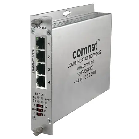 [CLFE4EOU] Comnet CLFE4EOU Ethernet Extender over Twisted-Pair, af PoE Passthrough Supported, 4-Channel.