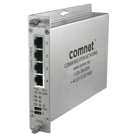 [CLLFE4POEC] Comnet CLLFE4POEC Ethernet Extender over Coax, Local, at PoE Passthrough Supported, 4-Channel.