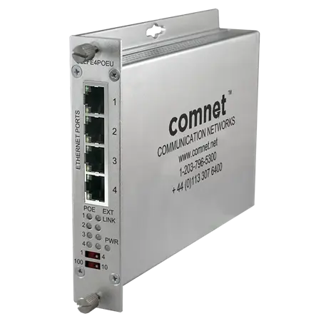 [CLLFE4POEU] Comnet CLLFE4POEU Ethernet Extender over Twisted-Pair, Local, at PoE Passthrough Supported, 4-Channel.
