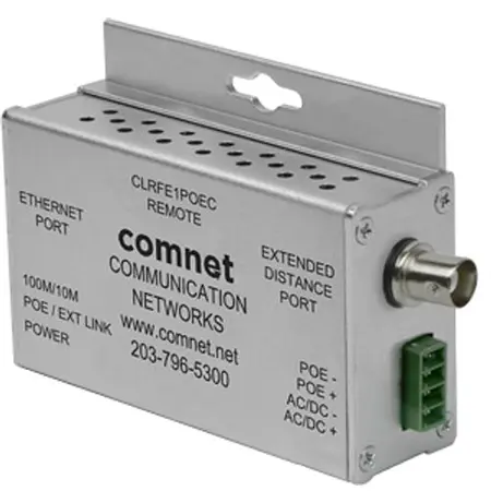 [CLRFE1POEC] Comnet CLRFE1POEC Ethernet Extender over Coax, Remote, at PoE Passthrough Supported, Single-Channel.