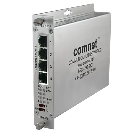 [CLRFE4POEC] Comnet CLRFE4POEC Ethernet Extender over Coax, Remote, at PoE Passthrough Supported, 4-Channel.