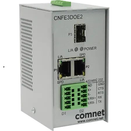 [CNFE3DOE2/M] Comnet CNFE3DOE2/M Hardened Managed Switch, 2 RJ45, 1 SFP, Integrated 2-Channel Serial Data Terminal Server.