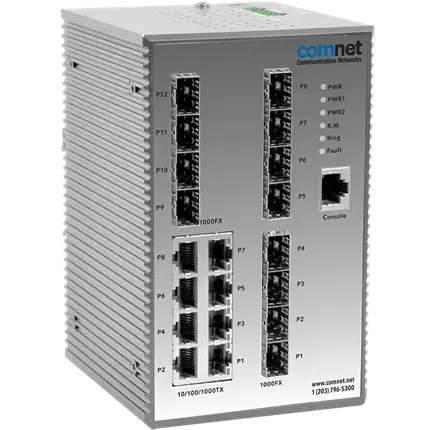 Comnet CNGE20MS Hardened Managed L2+ Switch, 12 SFP, 8 RJ45.