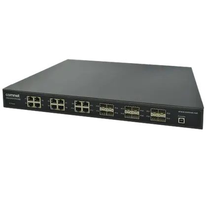 Comnet CNGE24FXTX12MSP Hardened Managed L2+ PoE Switch, 12 SFP, 12 RJ45.