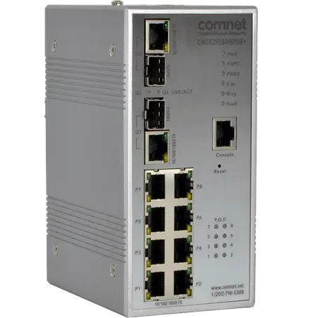 Comnet CNGE2FE8MSPOE+ Hardened Managed L2+ PoE Switch, 2 Combo, 8 RJ45.