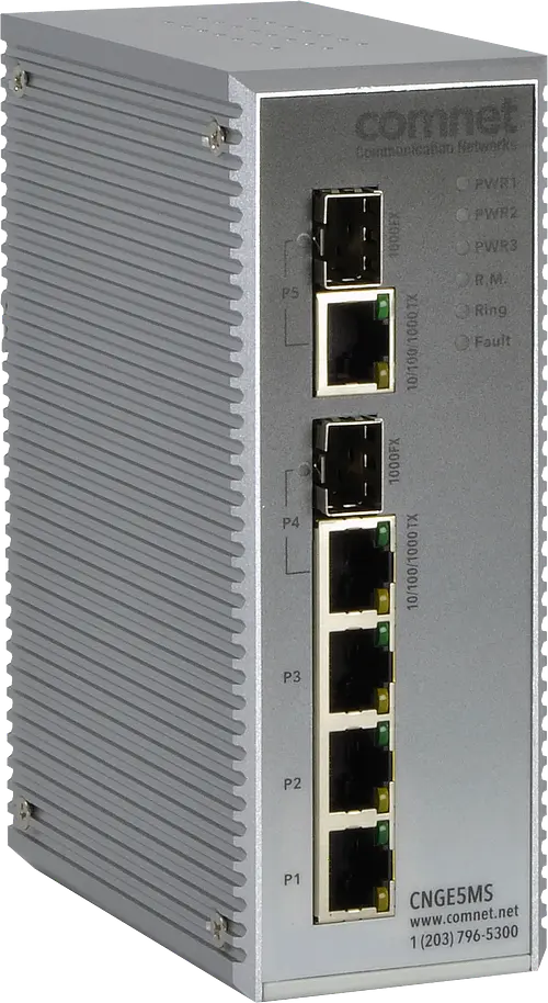 Comnet CNGE5MS Hardened Managed L2+ Switch, 2 Combo, 3 RJ45.