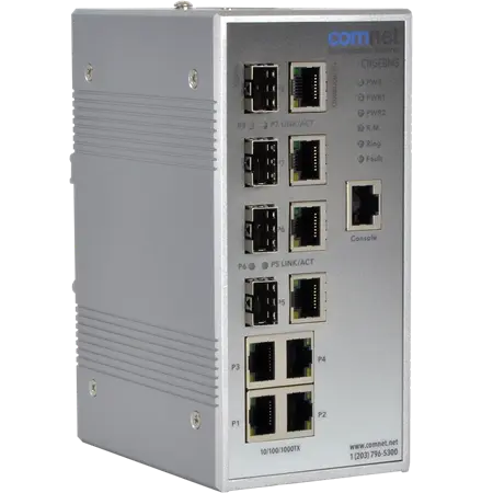 Comnet CNGE8MS Hardened Managed L2+ Switch, 4 Combo, 4 RJ45.