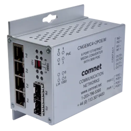 Comnet CNGEMC4+2POE/M Intelligent PoE Media Converter, 2 SFP, 4 RJ45.