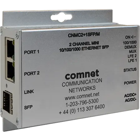 Comnet CNMC2+1SFP Hardened 10/100/1000 Media Converter, Mini, 2 RJ45 to 1 SFP Optic.