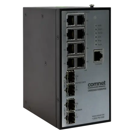 Comnet CNXE2GE2TX8MSPOE Hardened Managed L2+ PoE Switch, 4 SFP, 8 RJ45.