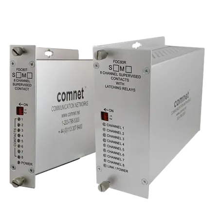 Comnet FDC80RS1Supervised Contact Closure Receiver, 8-Channel Simplex, single mode, 1 fiber.