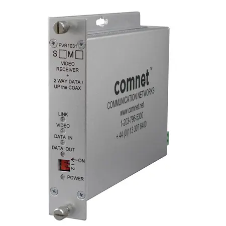 Comnet FVR1031S1 Analog Video Receiver/Data Transmitter, 1 Channel, single mode, 1 fiber.