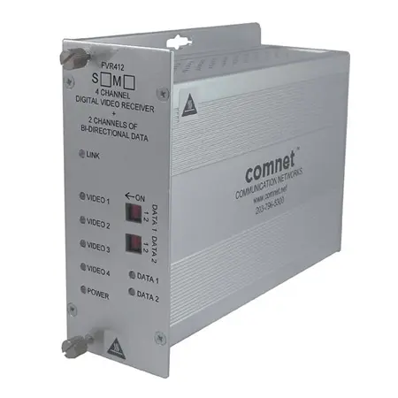Comnet FVR412S1 Analog 4 Channel Video Receiver, 2 Channel Data, single mode, 1 fiber.