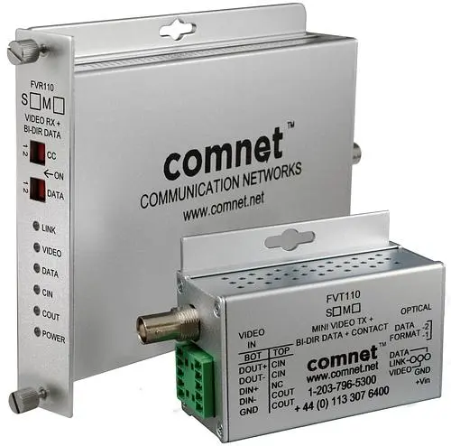 Comnet FVT110S1/M Analog Video Transmitter/Data Receiver, Mini, 1 Channel, single mode, 1 fiber.