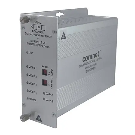 Comnet FVT412S1 Analog 4 Channel Video Transmitter, 2 Channel Data, single mode, 1 fiber.