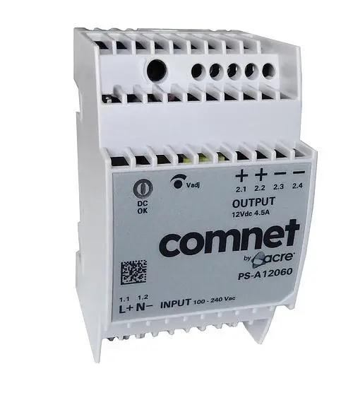 [PS-A12060] Comnet PS-A12060 12VDC 60W Industrial Grade PSDIN Rail W54 X H90 X D55.