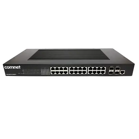 Comnet CNX28F4T24MP3 Hardened Managed Layer 3 28-Port PoE Ethernet Switch.
