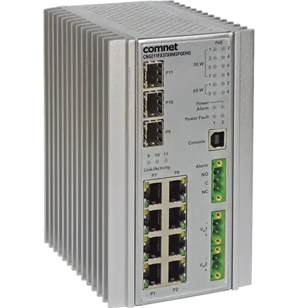 Comnet CNGE11FX3TX8MSPOEHO IND HARDENED 11 PORT GB MANAGE3 SFP, 8 ETHERNET.